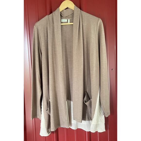 Logo Lounge Cardigan‎ Sweater long sleeve Pockets Draped Womens Medium - Picture 1 of 7